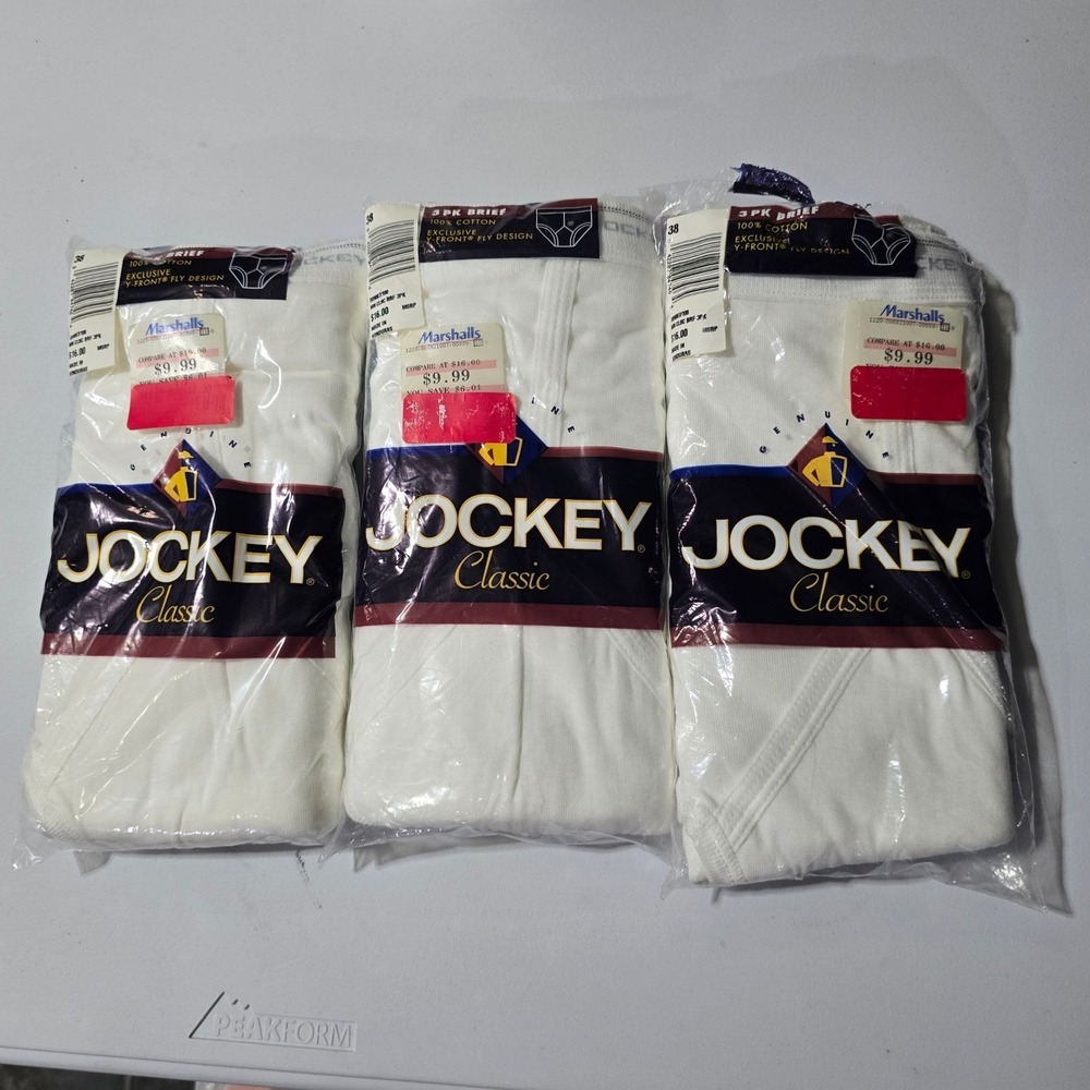 Vintage Jockey Classic Briefs Mens  38 White 8 pairs 100% Cotton Y-Front Fly